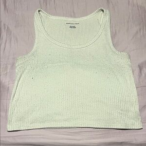 American Eagle Outfitters Women's Cream Ribbed Tank Top